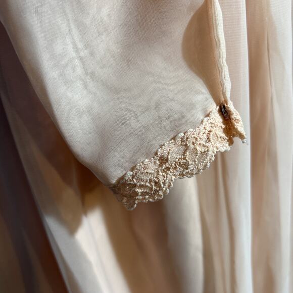 Vintage 70's Pink Victorian Lace Ruffles High Neck Prairie Long Sleeve Dress - Picture 4 of 9